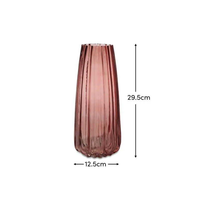 Veneto 29cm Glass Vase - Cerise - Image 8