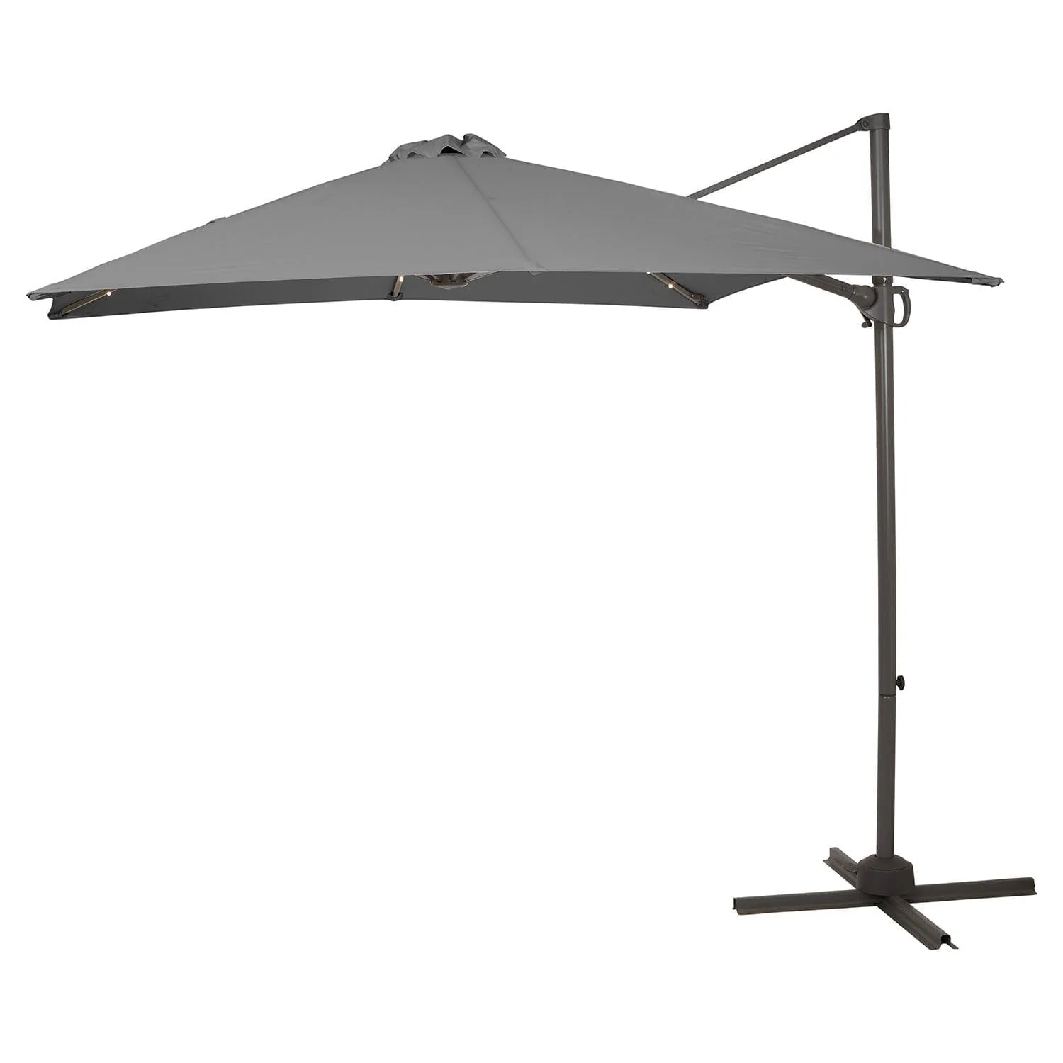 Weston 4 Seater Rattan Corner Sofa Set with Grey LED Premium Cantilever Parasol & Base - Grey Weave - Image 10