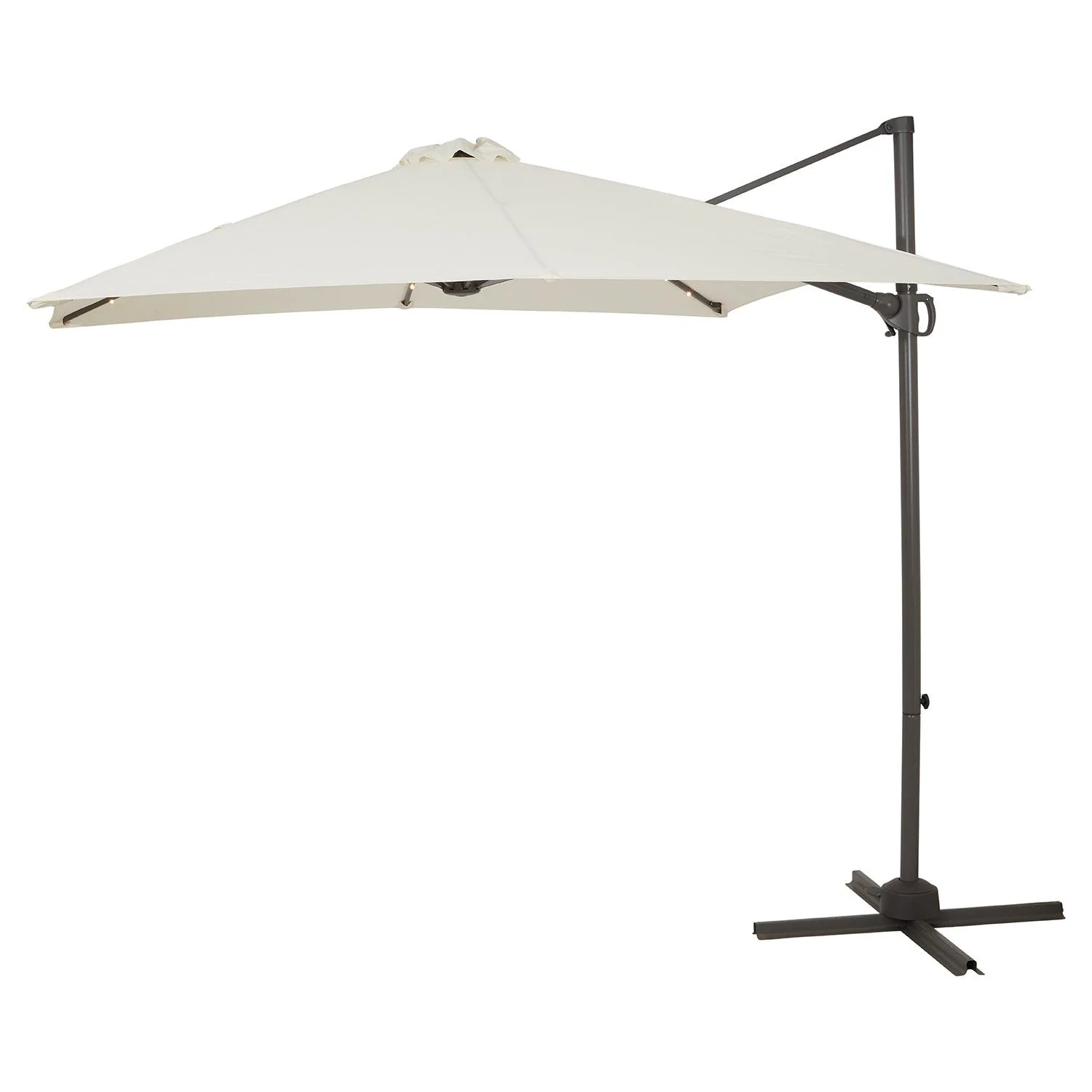 Wick Rattan Garden Sofa Set with Cream LED Premium Parasol - Light Grey - Image 7