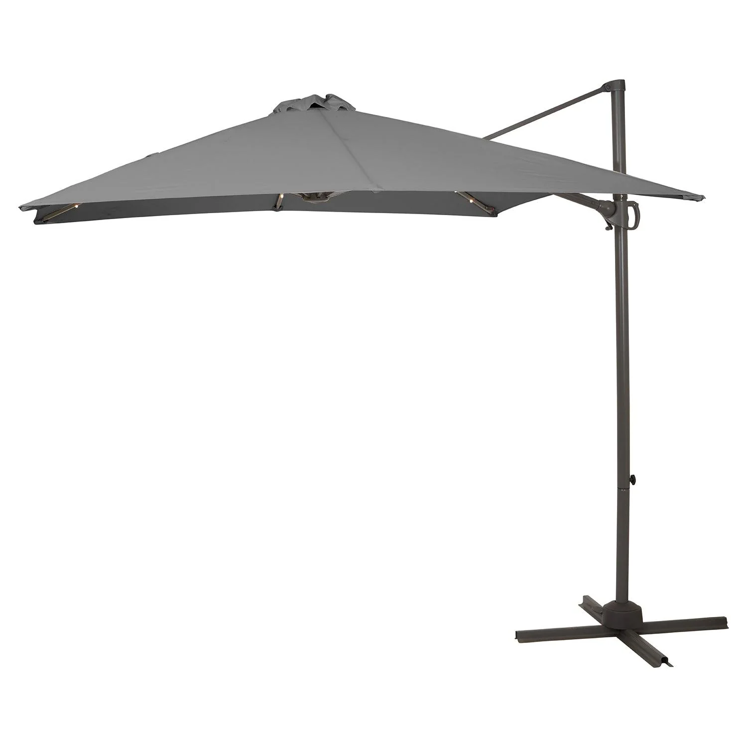 Wick Rattan Garden Sofa Set with Grey LED Premium Parasol - Light Grey - Image 7