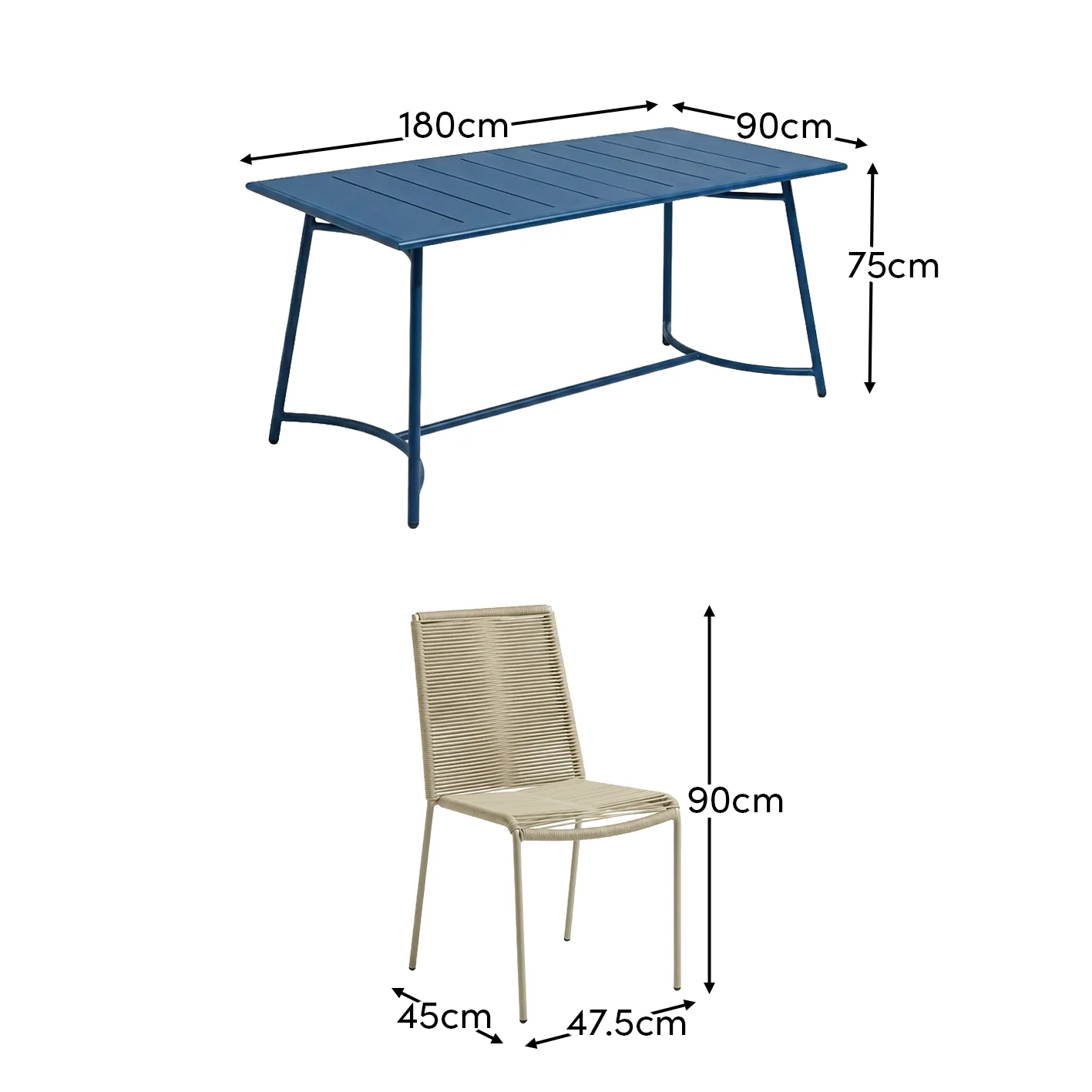 Wilder 6 Seater Blue Garden Dining Table Set with Ryder Chairs - Image 7