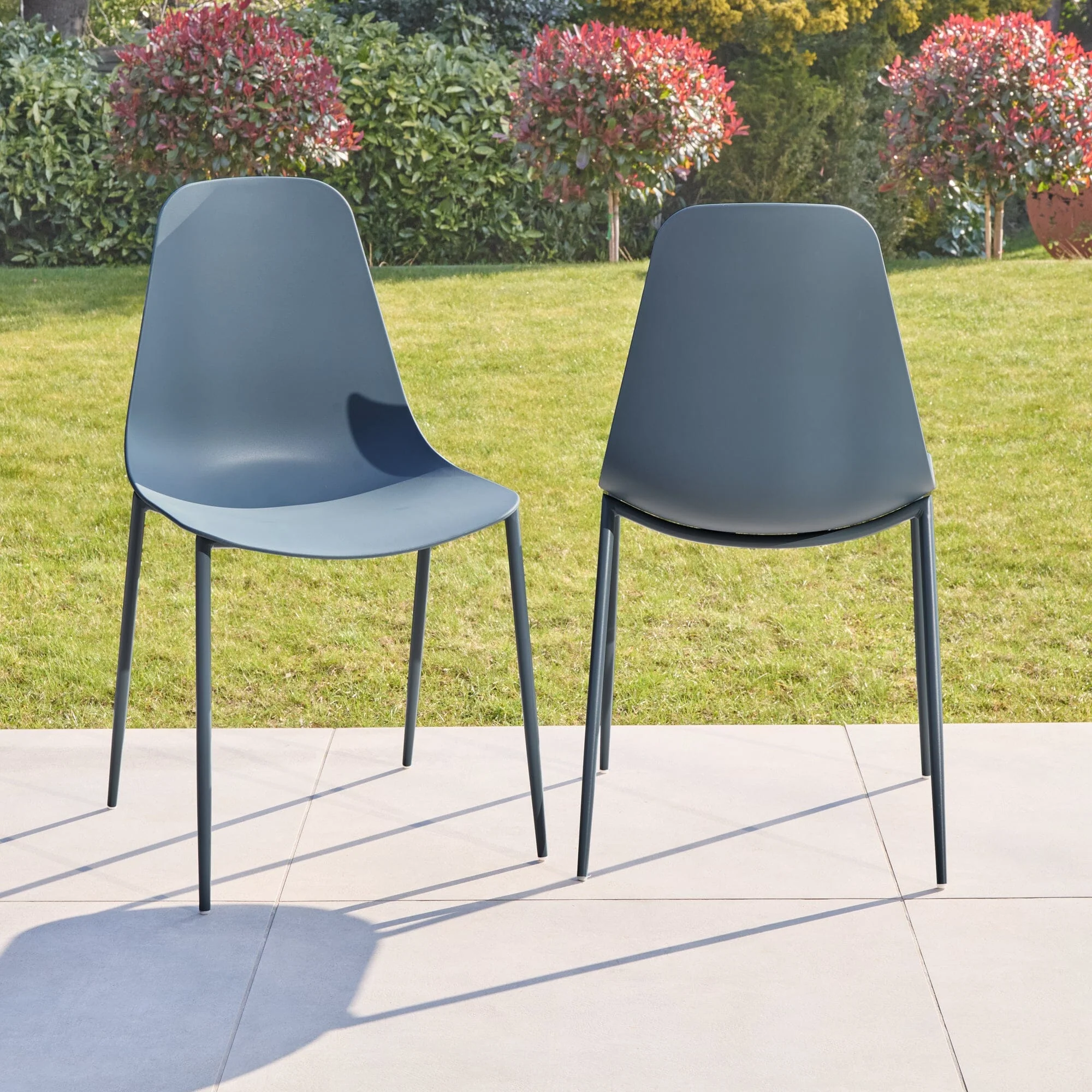 Wilder 6 Seater Metal Garden Dining Set with Wren Blue Chairs - Image 5