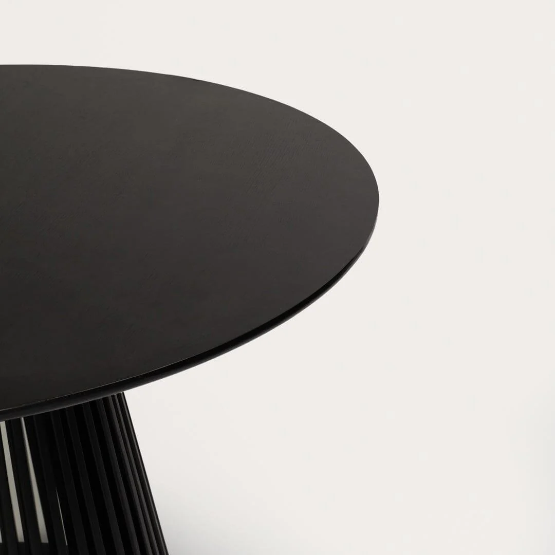 Willow Black Dining Table Set - 4 Seater - Freya Sand Dining Chairs - Black Oak Legs - Image 9