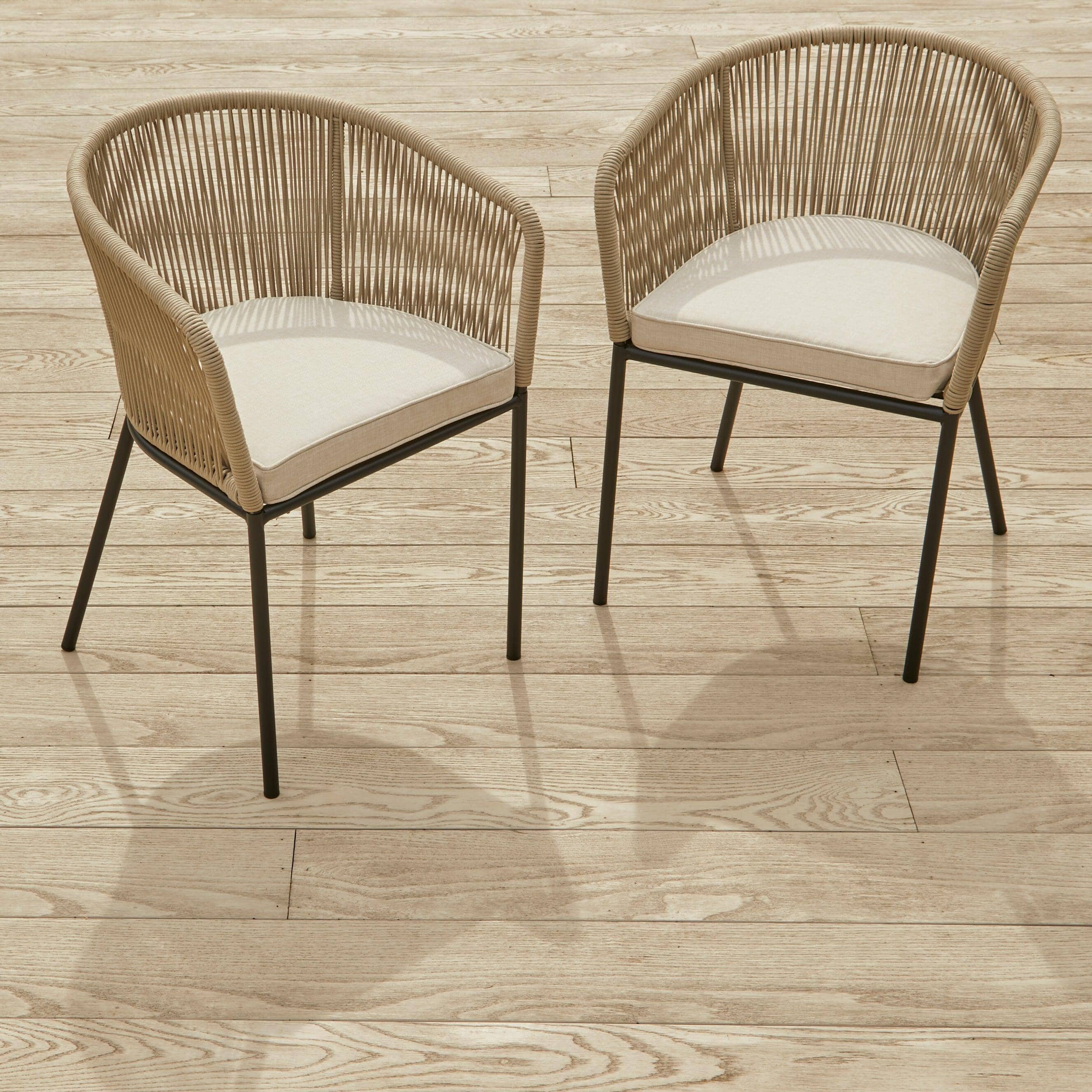 Willow 4 Seater Round Wooden Garden Dining Set - Hali Natural Chairs - Image 3