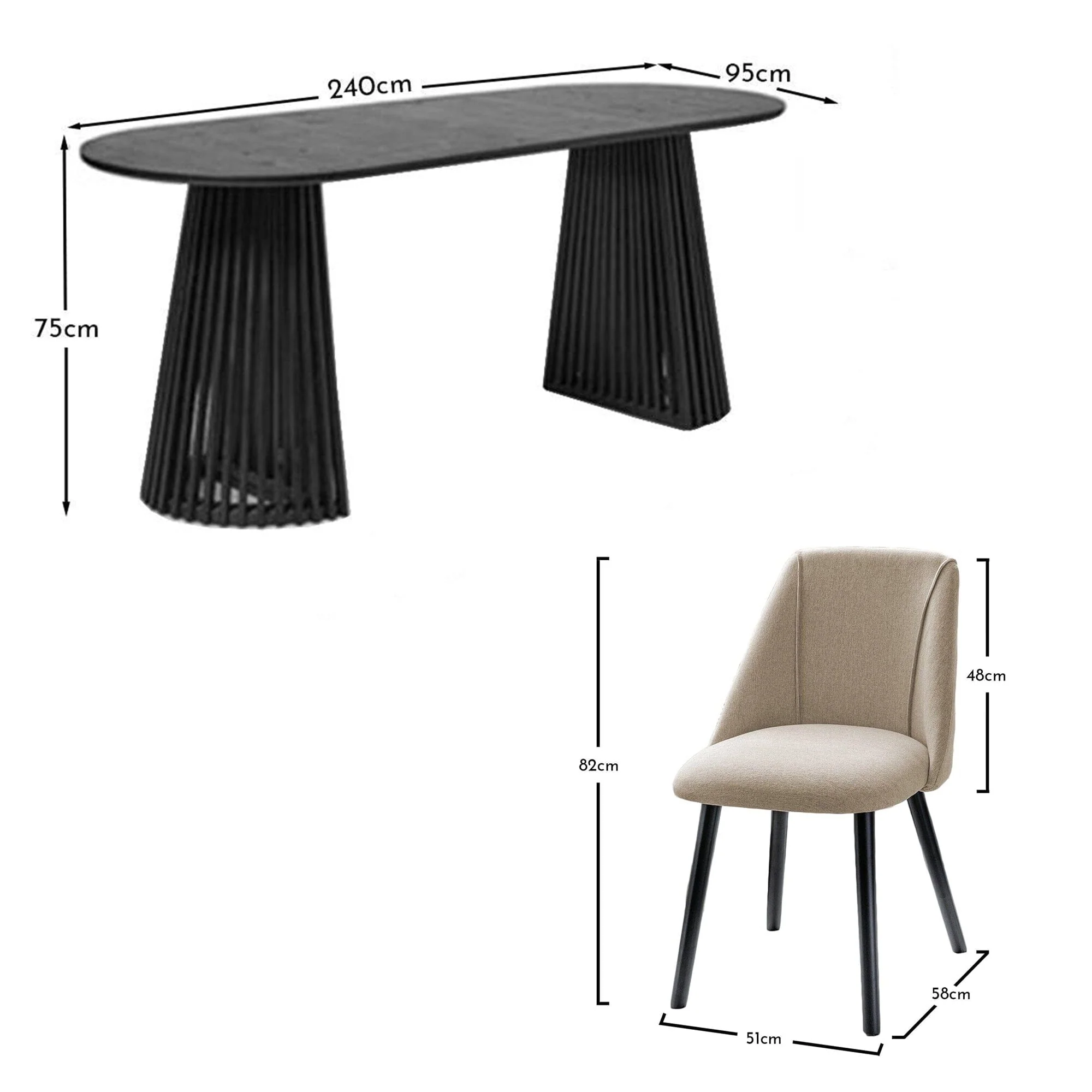 Willow Black Dining Table Set - 6 Seater - Freya Sand Dining Chairs - Black Legs - Image 10