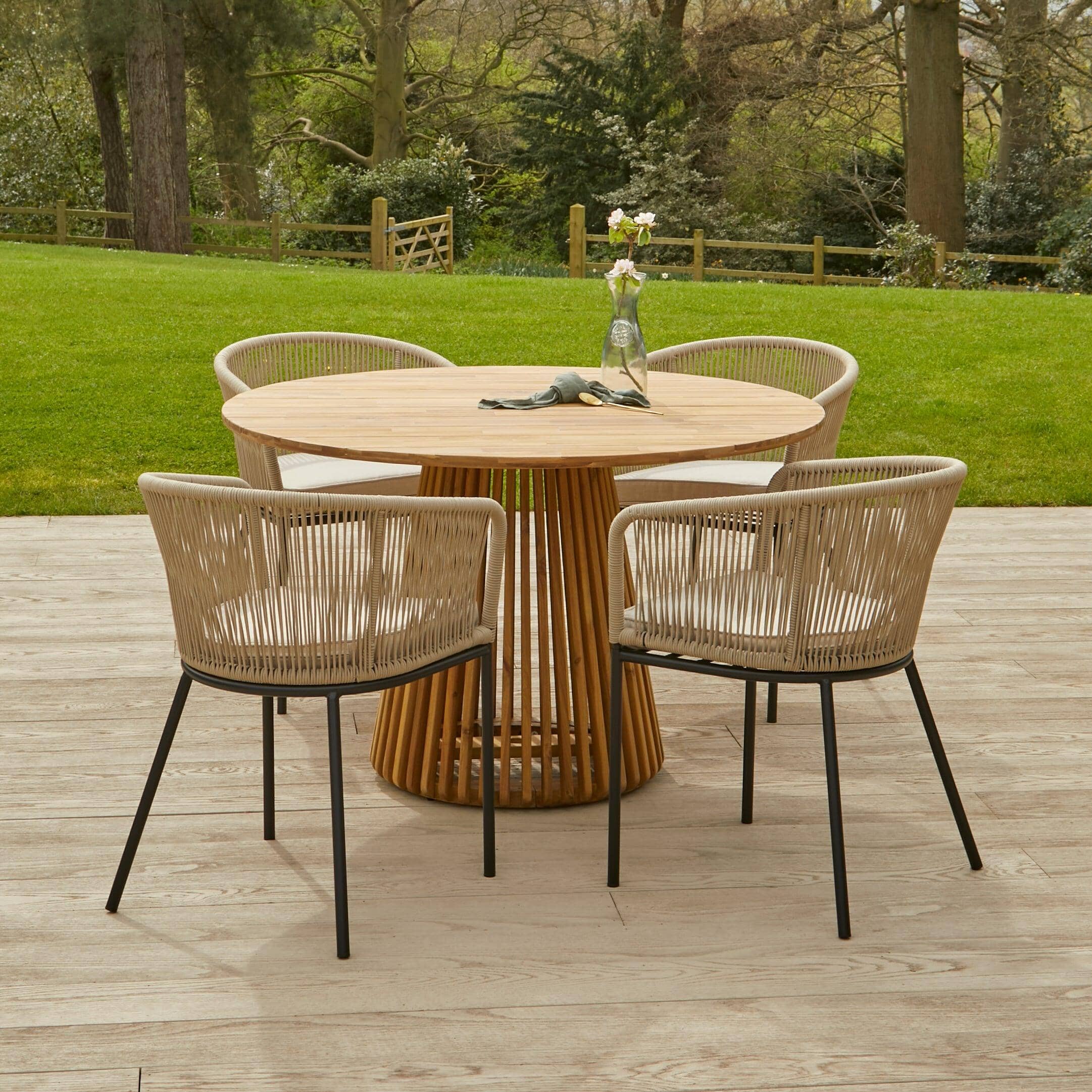 Willow Round Wooden Garden Table - White Acacia - Image 3