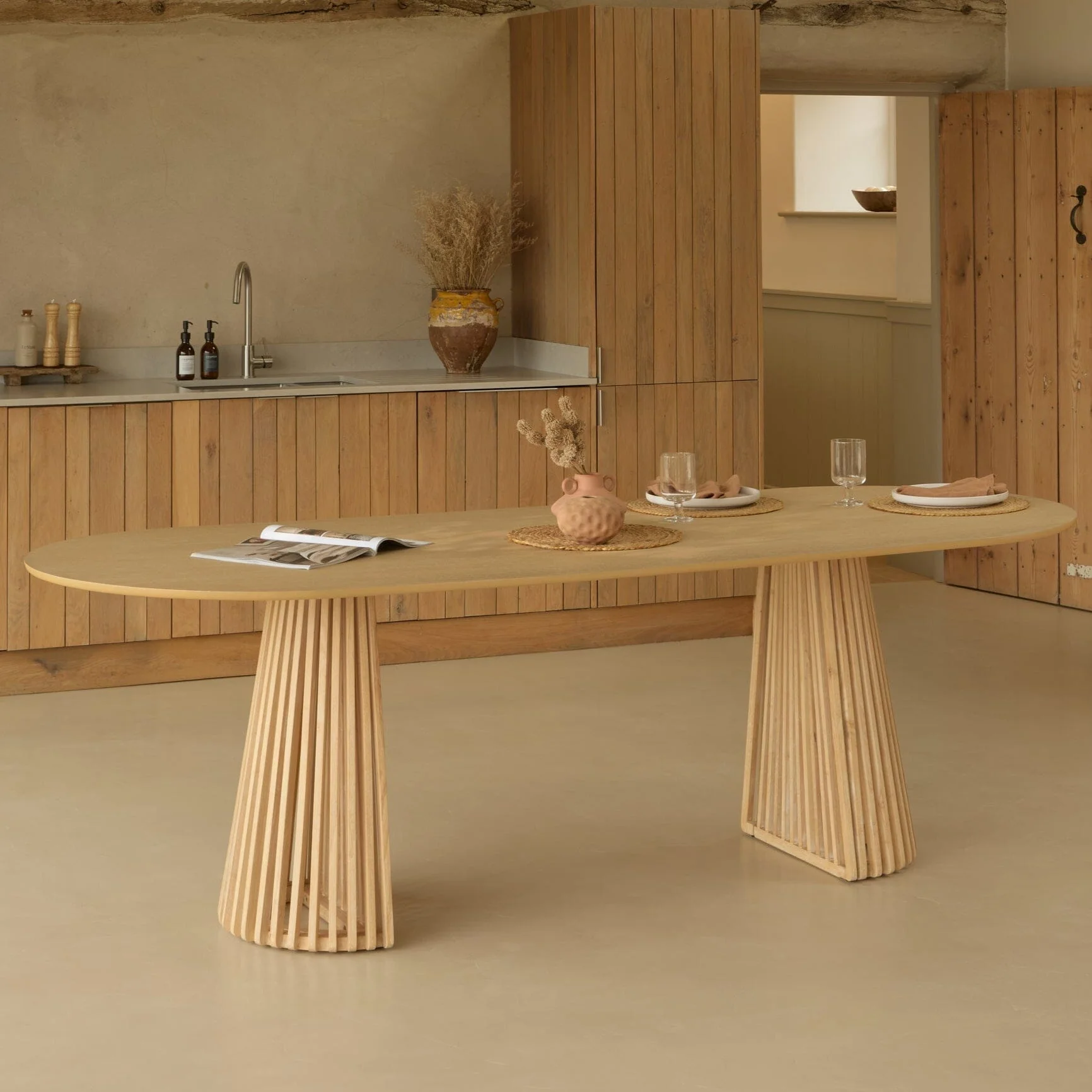 Willow Whitewash Oval Dining Table
