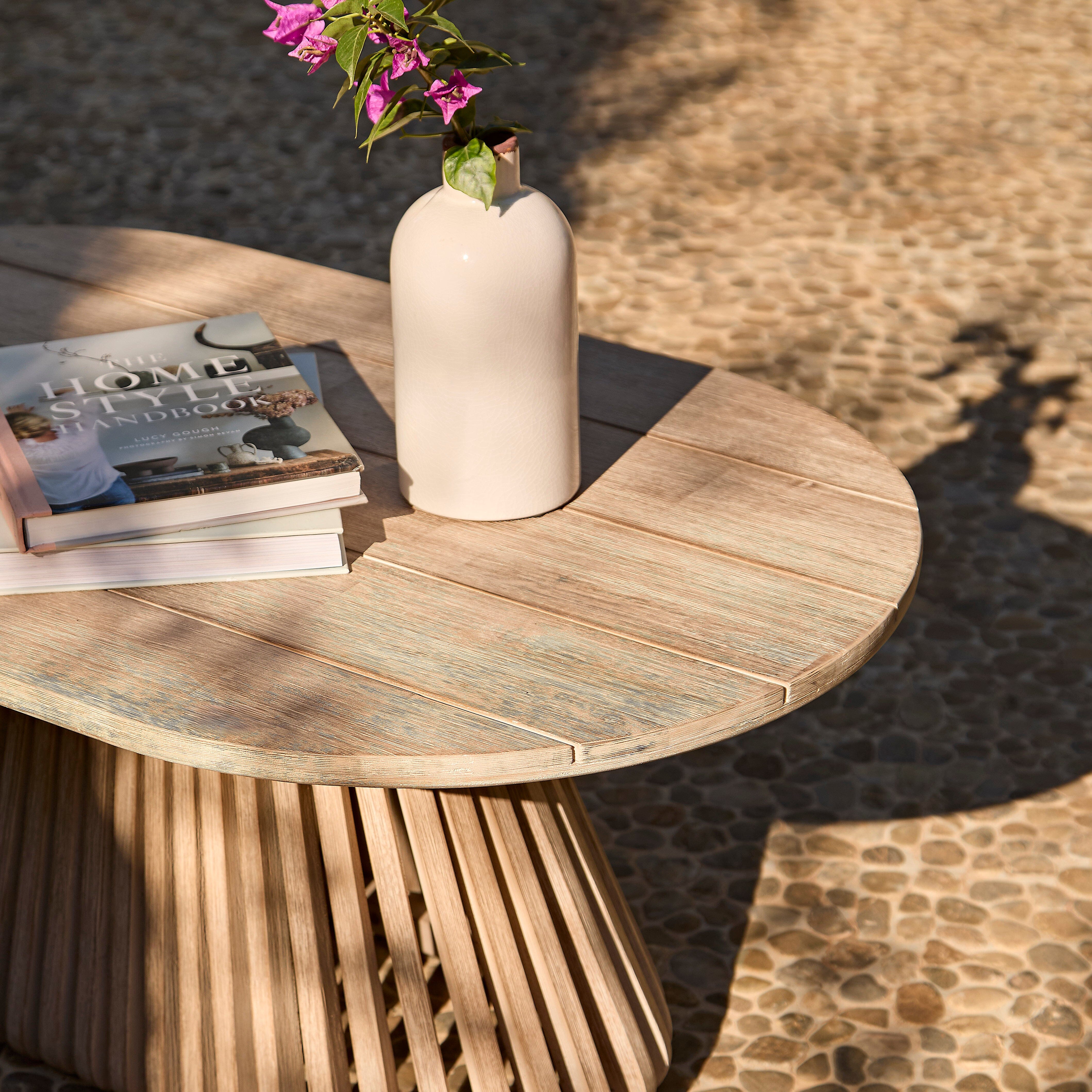Willow Oval Garden Coffee Table - Brushed Light Acacia - Image 2