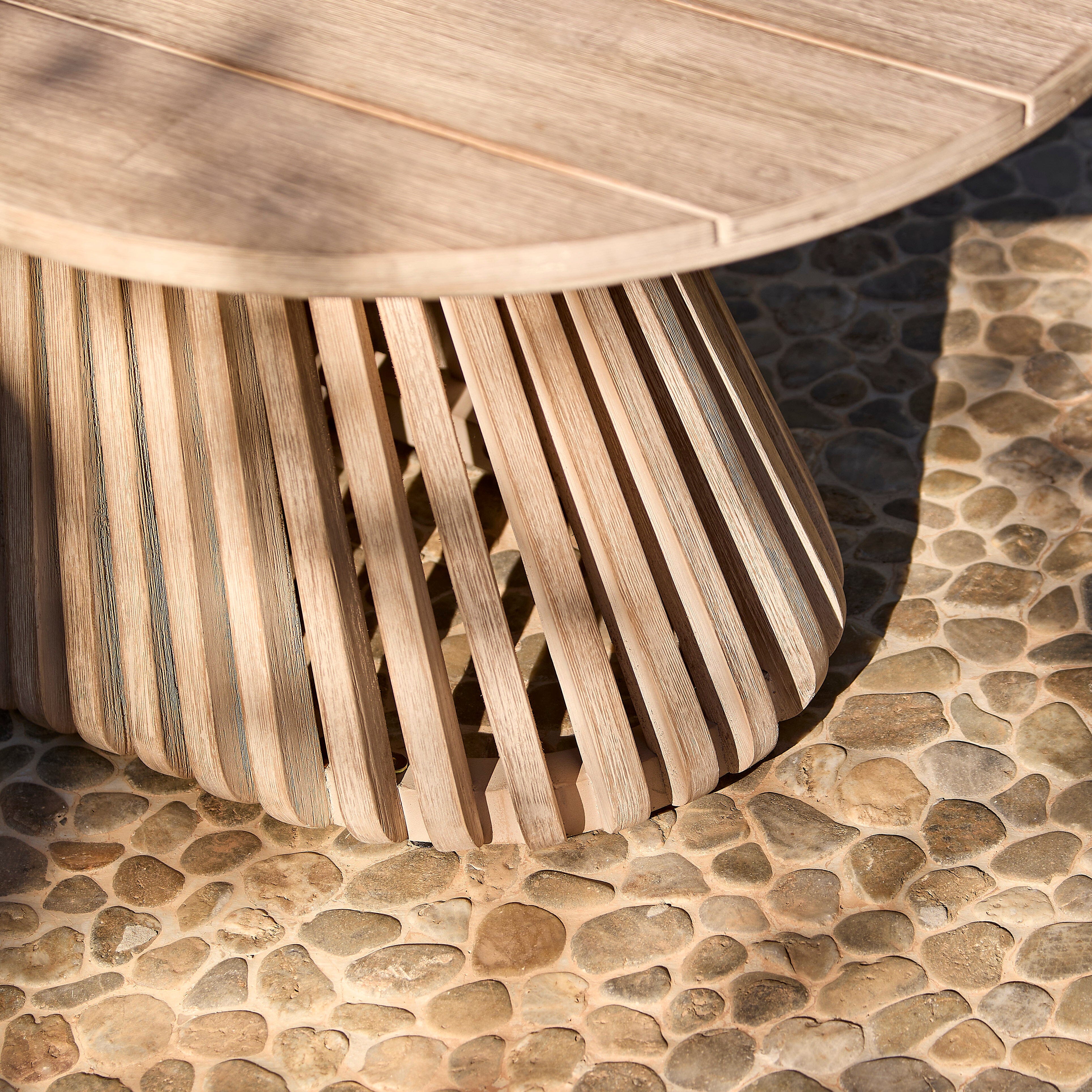 Willow Oval Garden Coffee Table - Brushed Light Acacia - Image 5