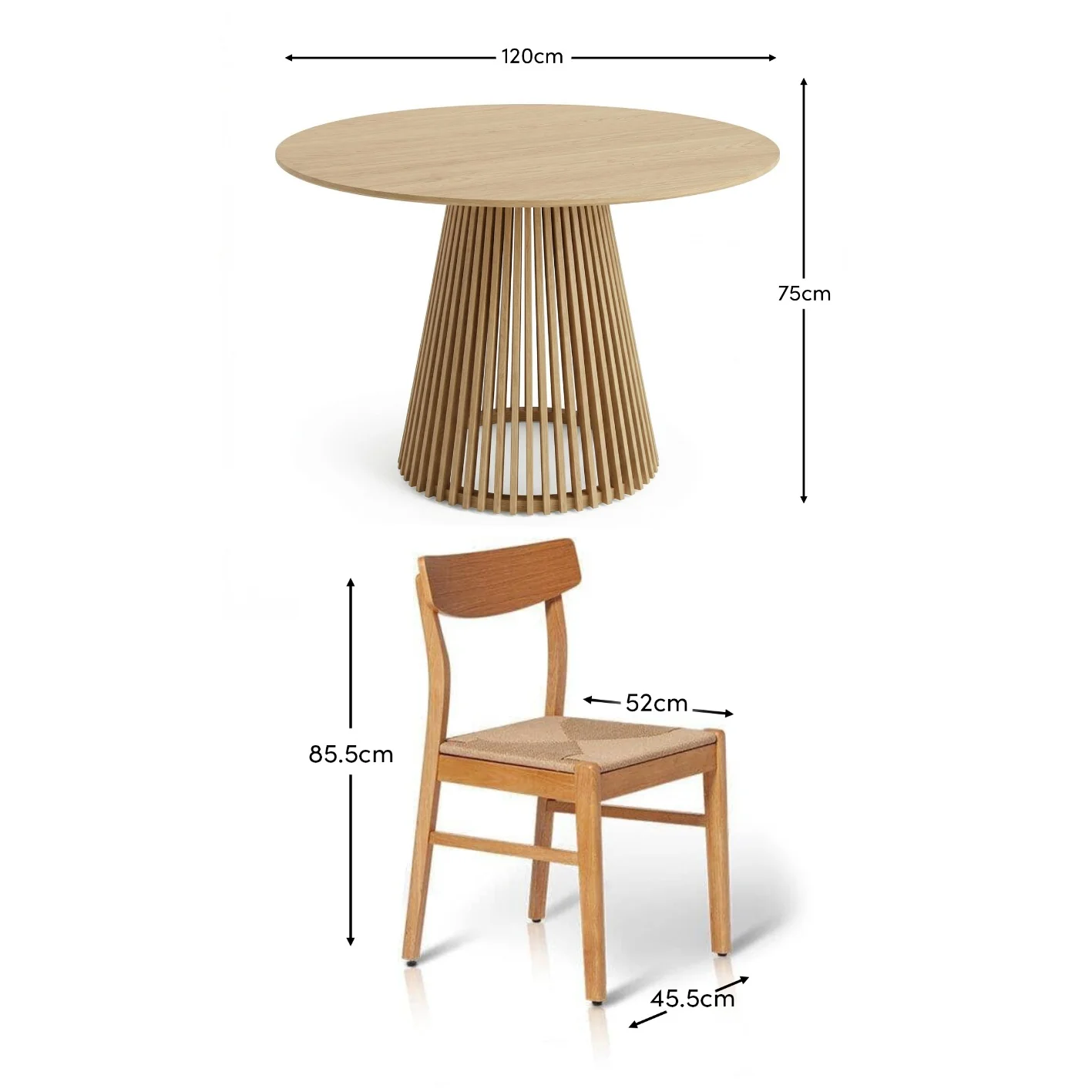 Willow Pale Oak Dining Table Set - 4 Seater - Faye Pale Oak Dining Chairs - Image 6