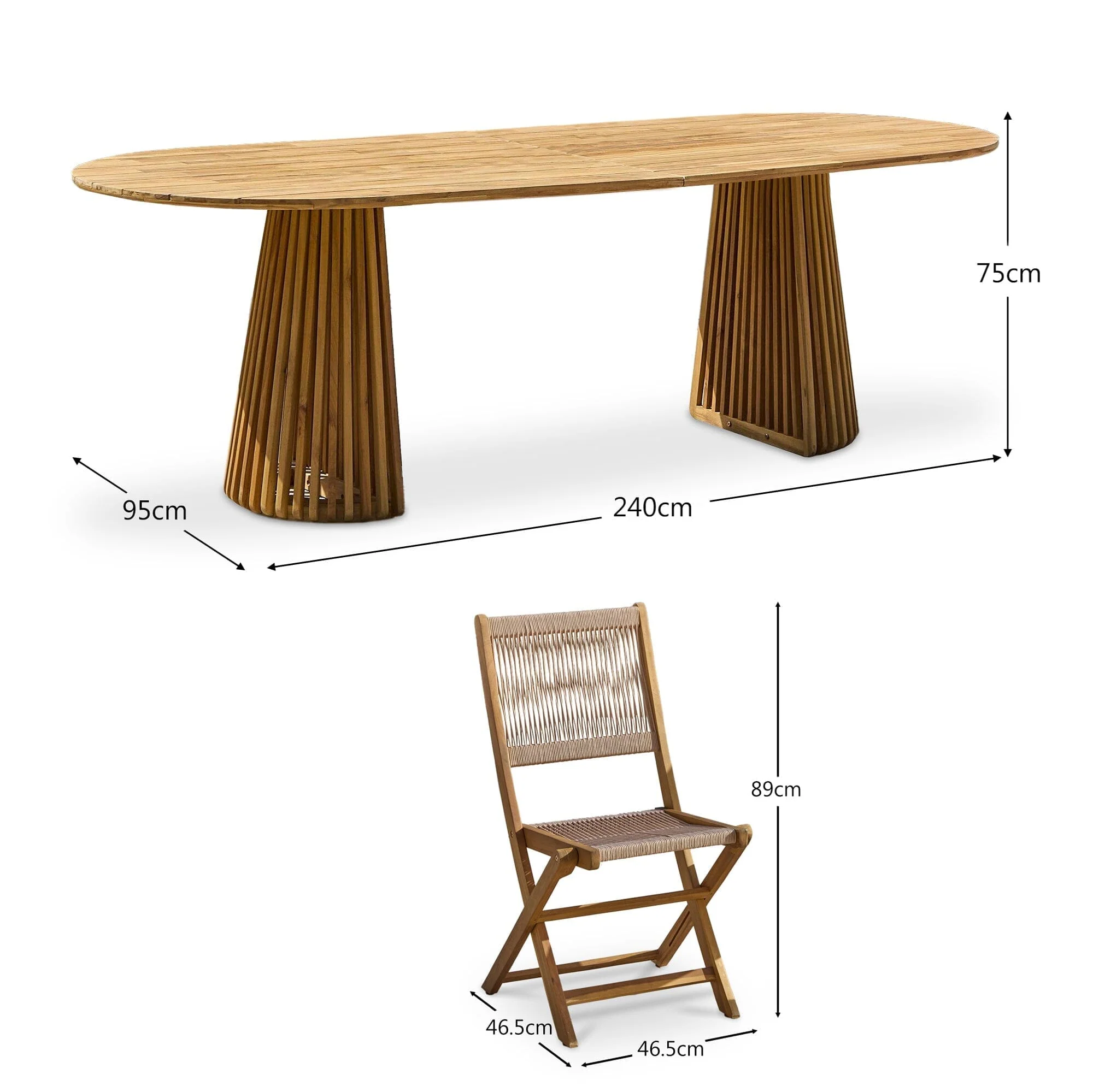 Willow 6 Seater Wooden Garden Dining Set with 6 Cove Rope Chairs - Image 17
