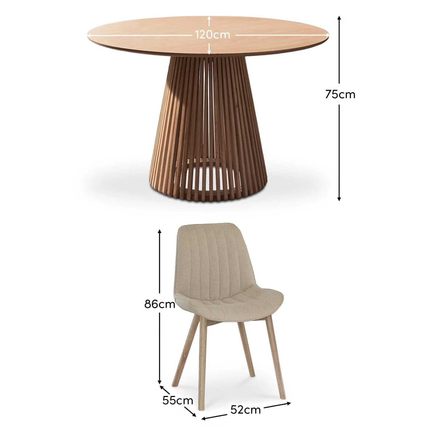 Willow Whitewash Round 4 Seater with Bella Boucle Dining Chairs with Whitewash Legs  - Image 17